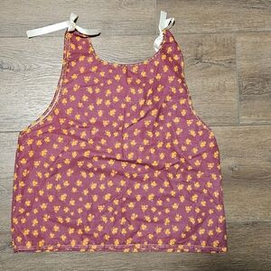 Handmade Floral Sleeveless Top - Burgundy and Orange